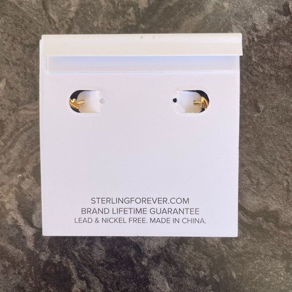 Sterling Forever 14K Gold Plated Dangle Earrings With Purple and Clear Gemstones - Picture 6 of 13